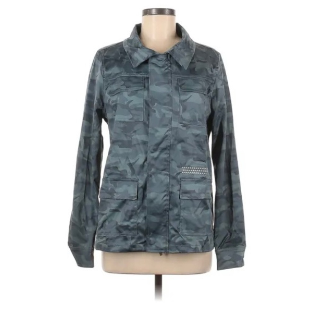 NWT Belinda Boutique Camouflage Utility Jacket Windbreaker Grey Medium